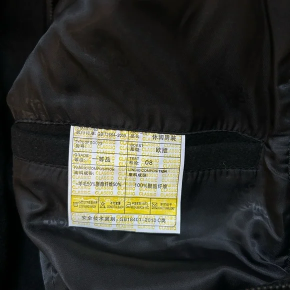 Men’s Wool/Polyester Blend Black Coat - Picture 8 of 15